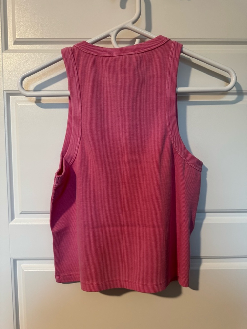 NWT Marine Layer Ribbed High-Neck Crop Tank Top, Pink, Size Large - Picture 2 of 6